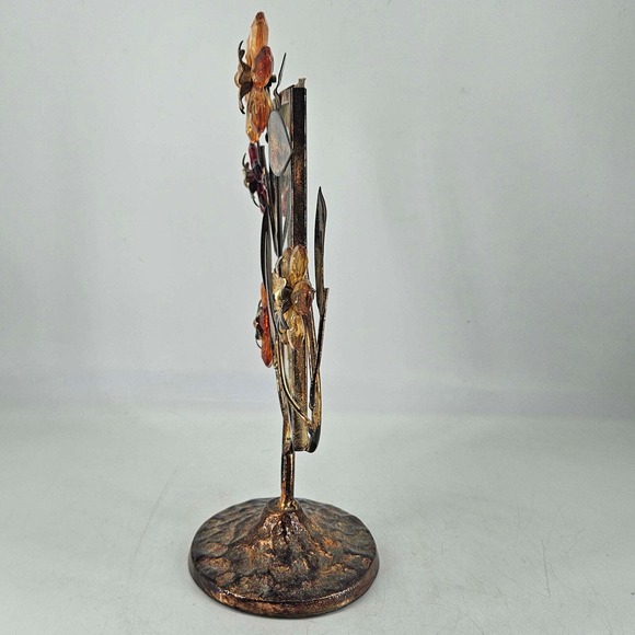 Vintage style footed metal leaf jewel flower Photo Picture Frame - Picture 3 of 5